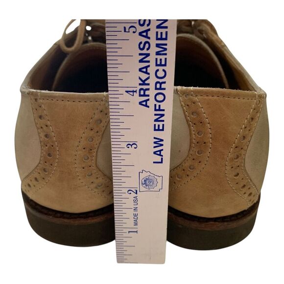 Cole Haan G2 Men's Shoes 10 D Almond Toe Lace Up Suede Oxfords Khaki Two Toned - Picture 11 of 16